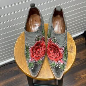 Jeffrey Campbell X Free People Embroidered Velvet Cowboy/Western  Booties 8.5